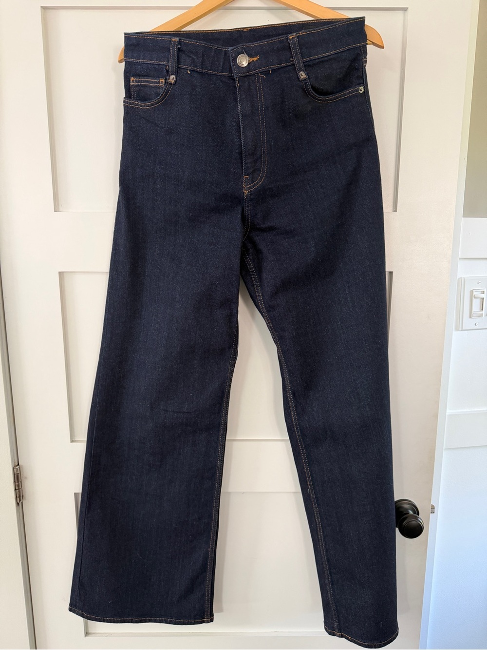 ZARA Wide Leg Jeans | Dark Indigo | High Rise | Stretch Denim | Size 8 (Fits 10)